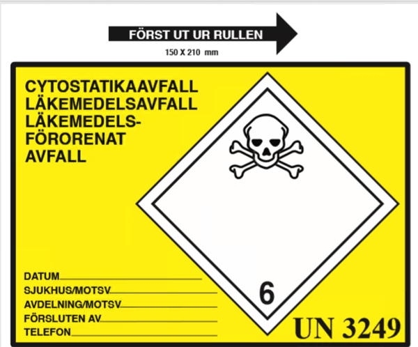 ETIKETT CYTOSTAT O LÄKEM AVF UN3249