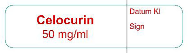 ETIKETT CELOCURIN 50MG/ML