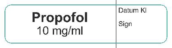 ETIKETT PROPOFOL 10MG/ML