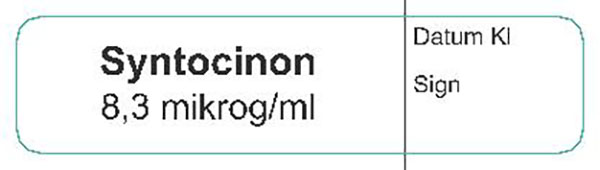 ETIKETT SYNTOCINON 8,3MIKROG/ML