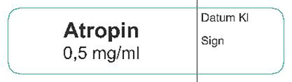 ETIKETT ATROPIN 0,5MG/ML