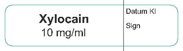 ETIKETT XYLOCAIN 10MG/ML