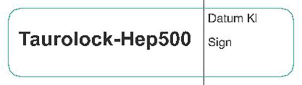 ETIKETT TAUROLOCK-HEP500