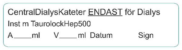 ETIKETT DIALYSKAT TAUROL HEP 500